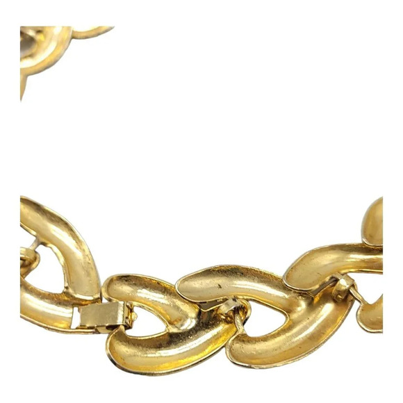 1980s Runway Couture Style Wide Chain Link Gold Tone Chunky Necklace 19.5" - Picture 8 of 8